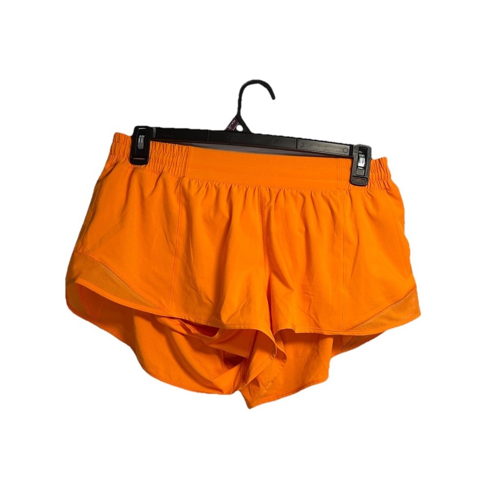 New Lululemon Hotty Hot Low‎ Rise Shorts Women's 14 Orange 2.5" Inseam Lined Gym
